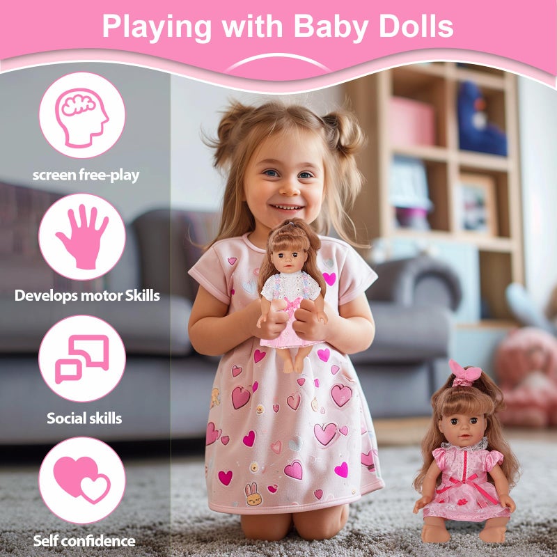 ARTST Doll Clothes,12 inch Baby Doll Clothes[6 Sets](Include 4 Hats + 1 Bowknot ) for 10/11/12 inch Baby - Image 4